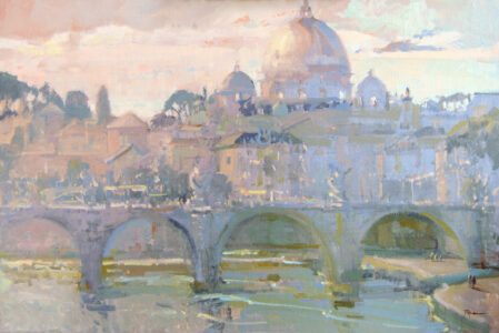 Lori Putnam AIS, Morning along the Tiber, Oil on linen, 20 x 30 inches, $7,000