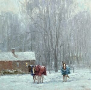 Elise Phillips, Winters Wrath, Oil on canvas, 30 x 30 inches- SOLD -