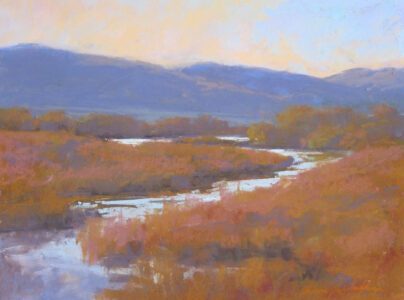 Ann Sanders, River Sunset, Pastel, 12 x 16 inches, $1,200