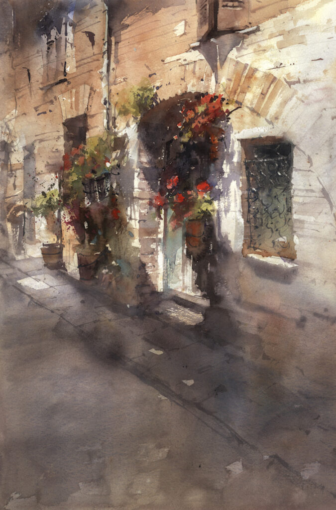 Vladislav Yeliseyev AIS, Assisi Door, Watercolor, 22 x 15 inches, $3,400