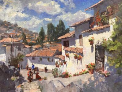 Jing Zhao AIS, Cusco Street #2, Oil, 20 x 26 inches, $5,800