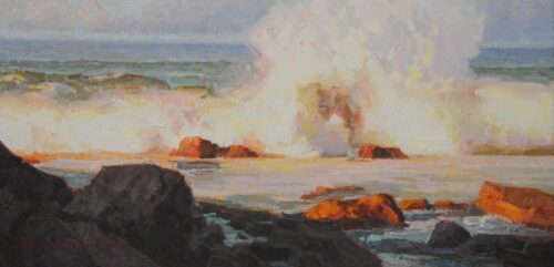 Calvin Liang AISM, Incoming Tide, Oil on canvas, 12 x 24 inches, $3,000