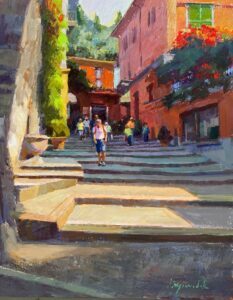 Camille Przewodek AISM, Italian Stairway, Oil on panel, 14 x 11 inches, $3,500