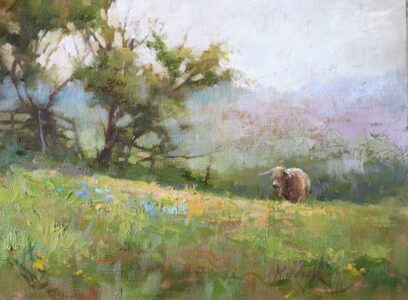 Kathie Wheeler AIS, Fresh Pasture, Oil, 9 x 12 inches, $1050