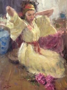 Dan Beck AISM, Yellow Kimono, Oil, 24 x 18 inches, $4,200