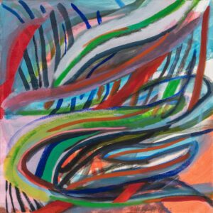 Bill Scott, Running between Weeds, 2017 reworked in 2023, Oil on canvas, 16 x 16 inches