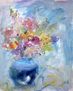 Mary Page Evans, August Bouquet, Oil on paper, 22 x 17 ½ inches