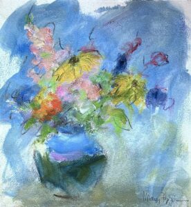 Mary Page Evans, Small August Bouquet, Oil on paper, 12 ½ x 11 ½ inches - SOLD -