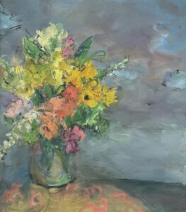 Mary Page Evans, Stormy Still Life, Oil and charcoal on paper, 24 x 21 inches