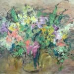 Mary Page Evans, Summer Bouquet, Oil and charcoal on paper, 15 x 30 inches
