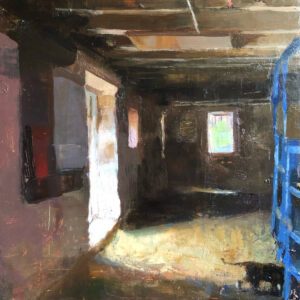 Jon Redmond, Exit, 2023, Oil on panel, 10 x 10 inches - SOLD -