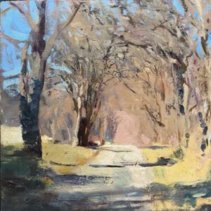 Jon Redmond, Hill Girt Farm Road, 2023, Oil on panel, 10 x 10 inches