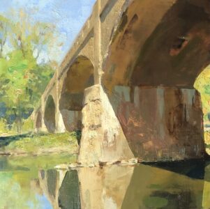 Jon Redmond, Pyle's Twin Bridge, 2023, Oil on panel, 10 x 10 inches - SOLD -