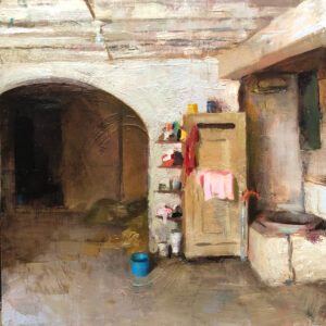 Jon Redmond, Water Trough, 2023, Oil on panel, 10 x 10 inches - SOLD -