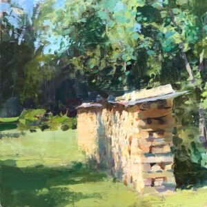 Jon Redmond, Wood Pile, 2022, Oil on panel, 10 x 10 inches - SOLD -