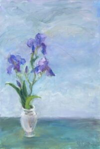 Mary Page Evans, Iris in the Sky, Oil on canvas, 37 x 25 inches