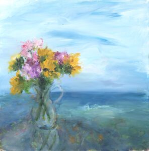 Mary Page Evans, Reflections in the Sea, Oil on canvas, 30 x 30 inches