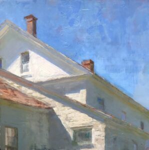 Jon Redmond, Roofline, 2023, Oil on panel, 10 x 10 inches - SOLD -