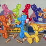 Robert C. Jackson, Pizza Feast, Oil on linen, 34 x 84 inches