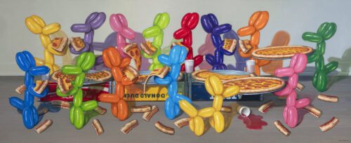 Robert C. Jackson, Pizza Feast, Oil on linen, 34 x 84 inches