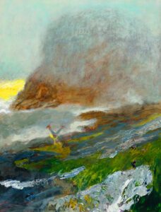 Jamie Wyeth, Goodbye, Gull Rock, 2023, Oil and acrylic on gesso panel, 40 x 30 inches