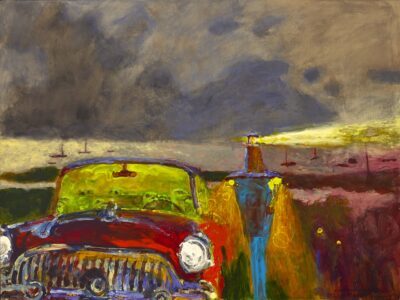 Jamie Wyeth, Lighthouse Drive-In Diner, 2023, Oil and acrylic on Innerglow panel, 29 ¾ x 39 ¾ inches - SOLD -