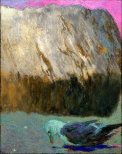 Jamie Wyeth, Swan - Seventeenth in a Suite of Untoward Occurrences on Monhegan Island, 2022, Acrylic and oil on canvas, 40 x 32 inches