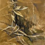 Jane Morris Pack, Gold Finch, 2023, Mixed media on paper, 17 1/3 x 12 1/4 inches