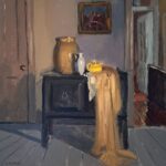 Giovanni Casadei, Interior with Water Jug and Tea Pot, Oil on panel, 11 ½ x 12 inches