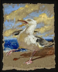 Jamie Wyeth, Alarmed, 2024, Watercolor and acrylic on hand woven paper, 16 x 12 inches