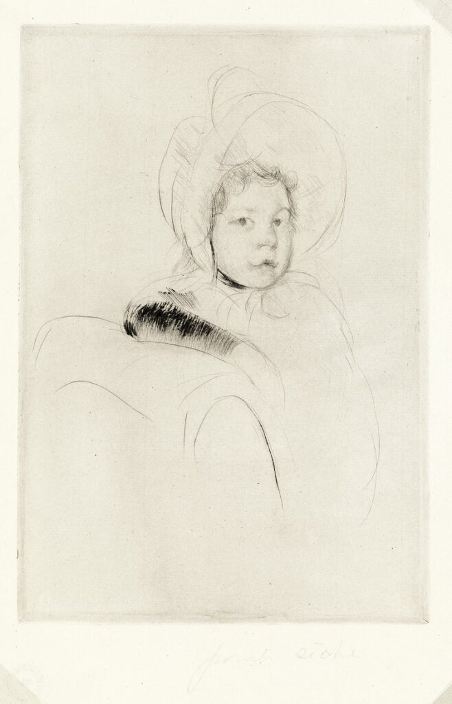 Mary Cassatt (1844-1926), The Velvet Sleeve, c. 1904, Drypoint on antique cream laid paper, 10 ½ x 7 ½ inches