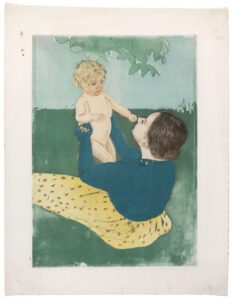 Mary Cassatt (1844-1926), Under the Horse-Chestnut Tree, 1896-7, Aquatint and drypoint on paper, 15 ⅞ x 11 ⅜ inches