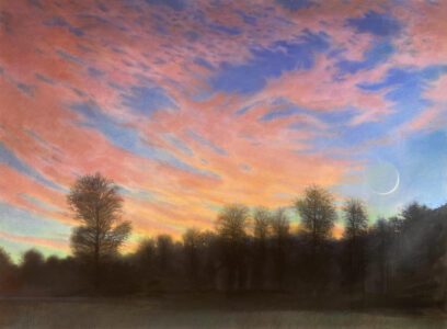 Greg Mort, When Twilight Comes, 2024, Pastel on paper, 28 x 44 inches