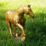 Janet Stepura, Gold Horse, Raku Fired Clay, 14 x 17 x 5 inches