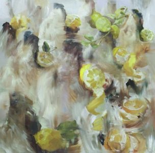 Sarah McRae Morton, Gold Foil, 2024, Oil on panel, 20 x 20 inches - SOLD -