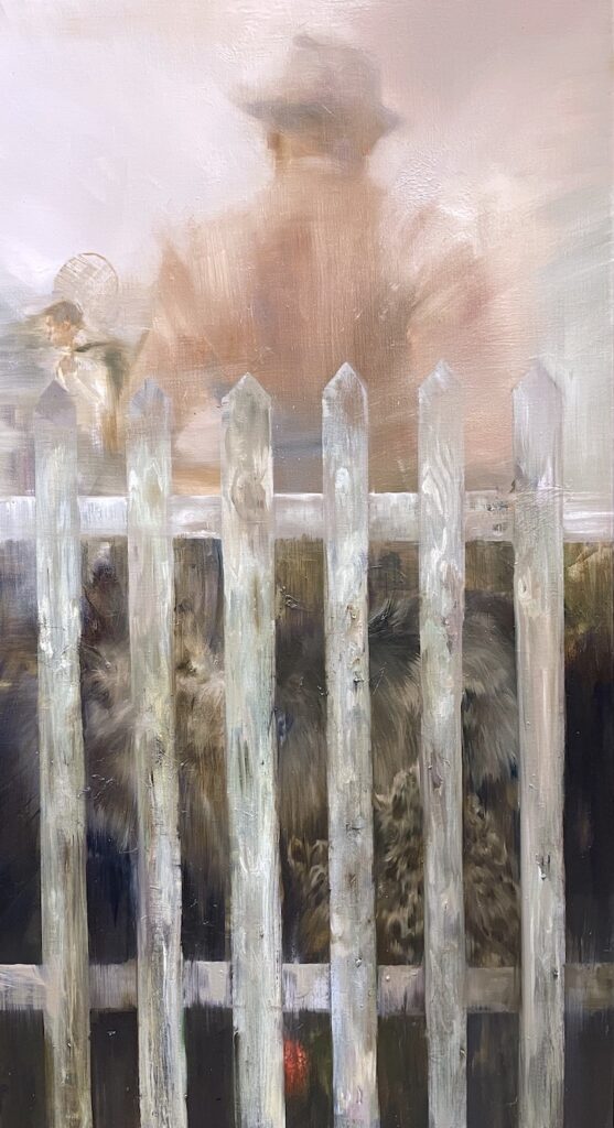 Sarah McRae Morton, Houndstooth Windlaced, 2024, Oil on linen, 44 x 24 inches