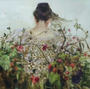 Sarah McRae Morton, Patch Prick Latch Jest Matchwood Pass, 2024, Oil on panel, 24 x 24 inches - SOLD -