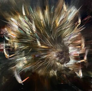 Sarah McRae Morton, The Spell and the Spark, 2024, Oil on panel, 16 x 16 inches - SOLD -