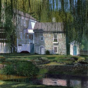 Timothy Barr, Moselem Springs Summer Kitchen, 2024, Oil on panel, 24 x 24 inches - SOLD -