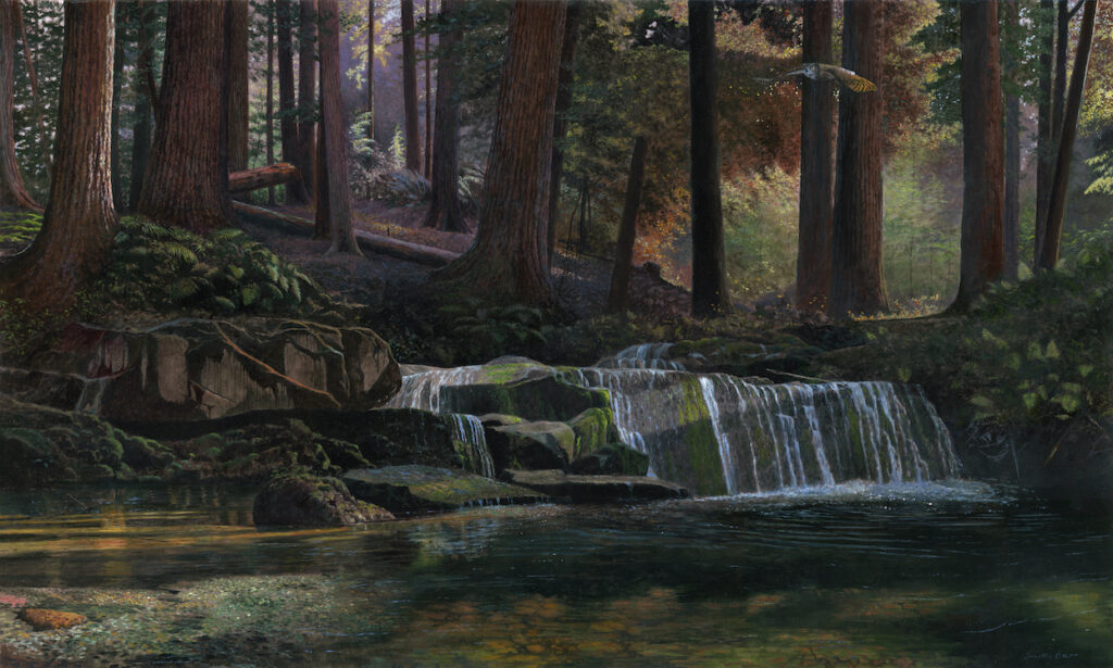 Timothy Barr, The Encounter, 2024, Oil on panel, 24 x 40 inches - SOLD -