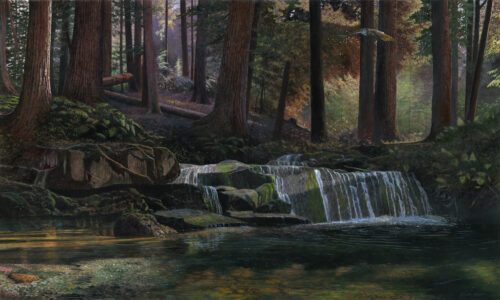Timothy Barr, The Encounter, 2024, Oil on panel, 24 x 40 inches - SOLD -