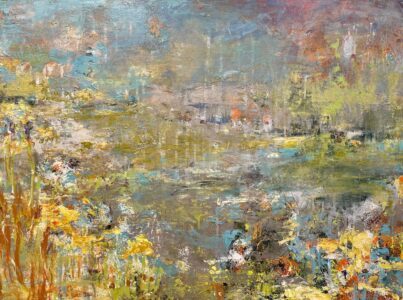 Vicki Vinton, Rains Coming, Mixed media on canvas: plaster, emulsion, pastel, 30 x 40 inches - SOLD -