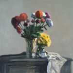 Giovanni Casadei, Ranunculus and Yellow Flowers, Oil on panel, 13 x 14 inches