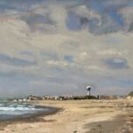 Giovanni Casadei, The Water Tower, 2022, Oil on panel, 9 x 13 inches