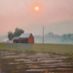 Michael Allen, Blanketing Pennsylvania (Nova Scotia Wildfires), 2024, Oil on Linen Mounted to Panel, 20 x 16 ½ inches