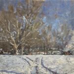 Michael Doyle, The Burning, Oil on board, 8 x 11 ¾ inches