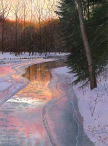 Timothy Barr, Evening Glow, 2024, Oil on panel, 16 x 12 inches