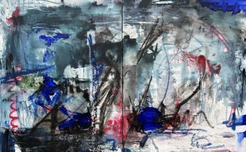 Vicki Vinton, Clamor, 2024, Mixed media on canvas, 20 x 30 inches