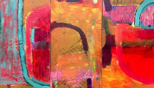 Vicki Vinton, Jumprope, 2024, Mixed media on panel: plaster, emulsion, graphite, 28 x 48 inches - SOLD -