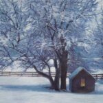 Greg Mort, Cabin Light, 2024, Pastel on Paper, 11 ¾ x 16 inches